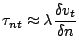 $\displaystyle \tau_{nt} \approx \lambda \frac {\delta v_t}{\delta n}$